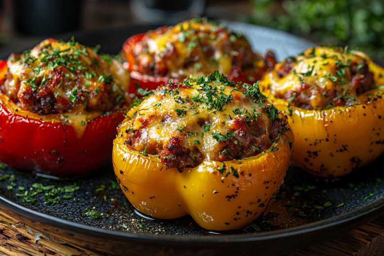 Фаршированные перцы с сыром и колбасой