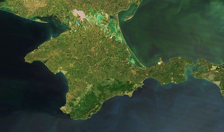 Вид на Крымский полуостров из космоса