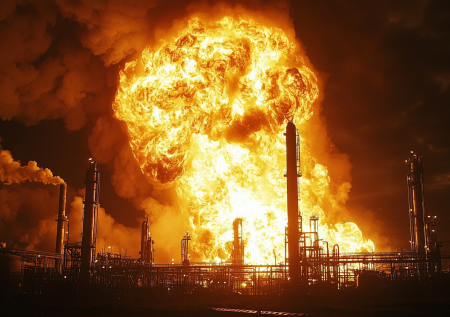 На нефтебазе в Сибири вспыхнул крупный пожар