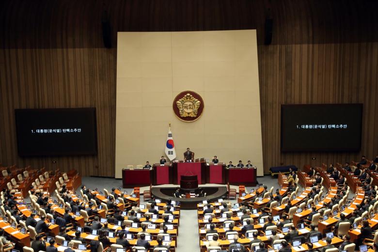 Парламент Южной Кореи во время голосования об импичменте президента Юн Сок Ёля