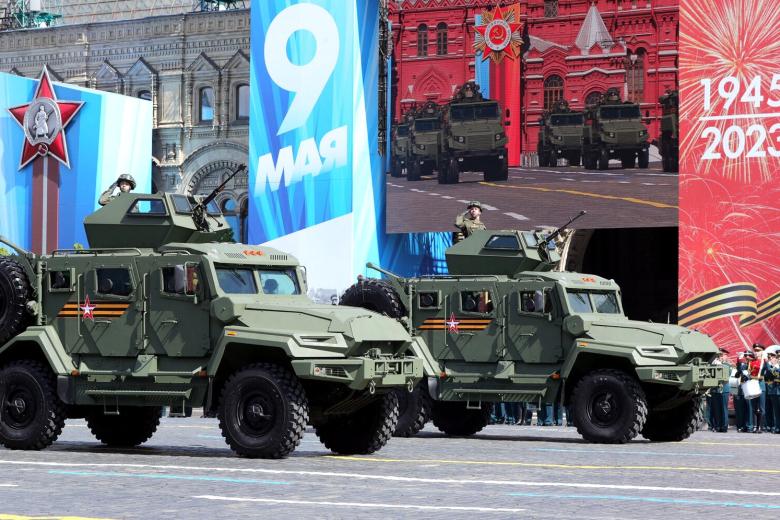 Бронеавтомобили АМН-590951 «Спартак» во время парада, посвященного 78-й годовщине победы в Великой Отечественной войне