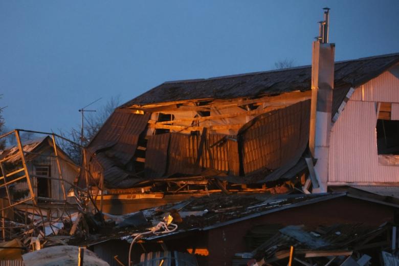 Жилые дома, разрушенные в результате взрыва в Киреевске Тульской области