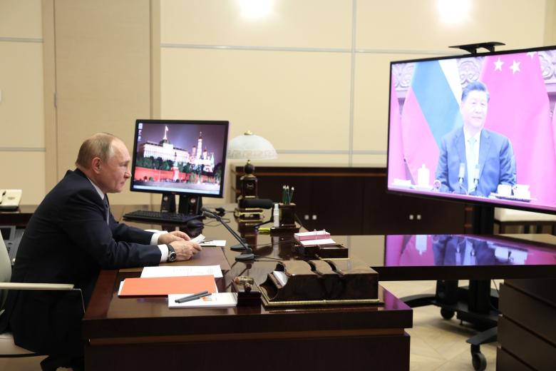 Президент России Владимир Путин c председателем Китайской Народной Республики Си Цзиньпином