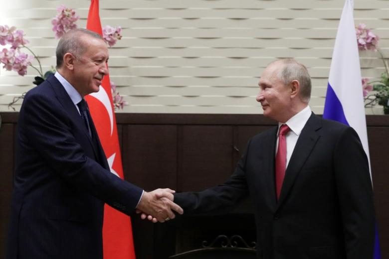 Президент РФ Владимир Путин и президент Турции Реджеп Тайип Эрдоган во время встречи