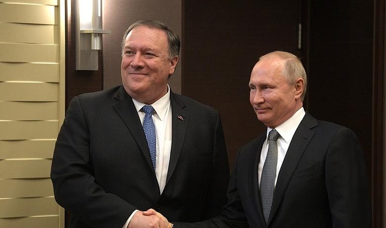 Госсекретарь США Майкл Помпео и президент РФ Владимир Путин