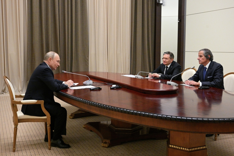 Президент РФ Владимир Путин, Алексей Лихачев и Рафаэль Гросси