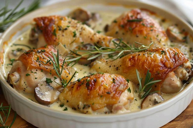 Куриные голени с грибами в сырном соусе: сытное блюдо для уютного ужина