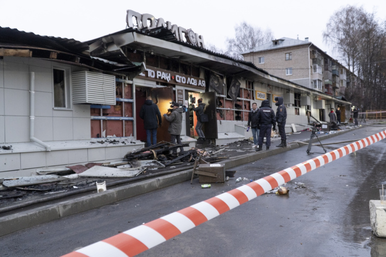 Последствия пожара в кафе «Полигон» в Костроме