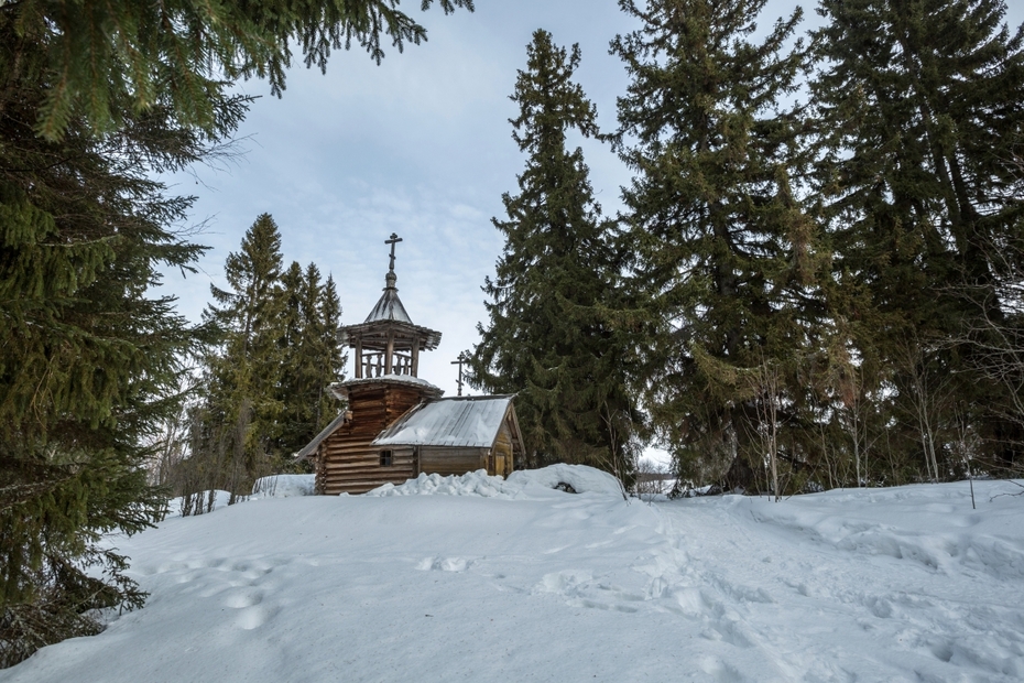 Часовня Параскевы Пятницы и Варлаама Хутынского в деревне Подъельники в Медвежьегорском районе Республики Карелия