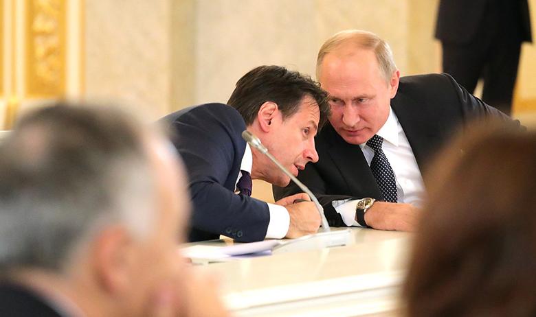 Премьер-министр Италии Джузеппе Конте и Владимир Путин