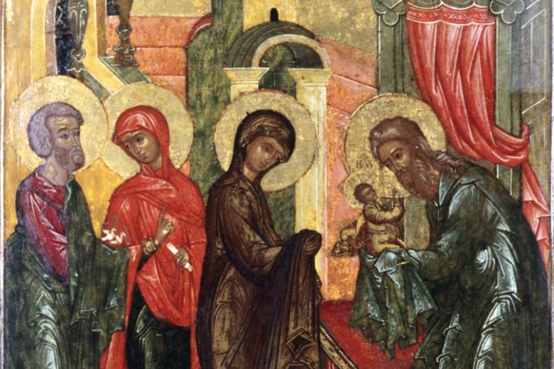 Репродукция Иконы «Сретенье». XVII век. Поволжье. Музей древнерусского искусства имени Андрея Рублева